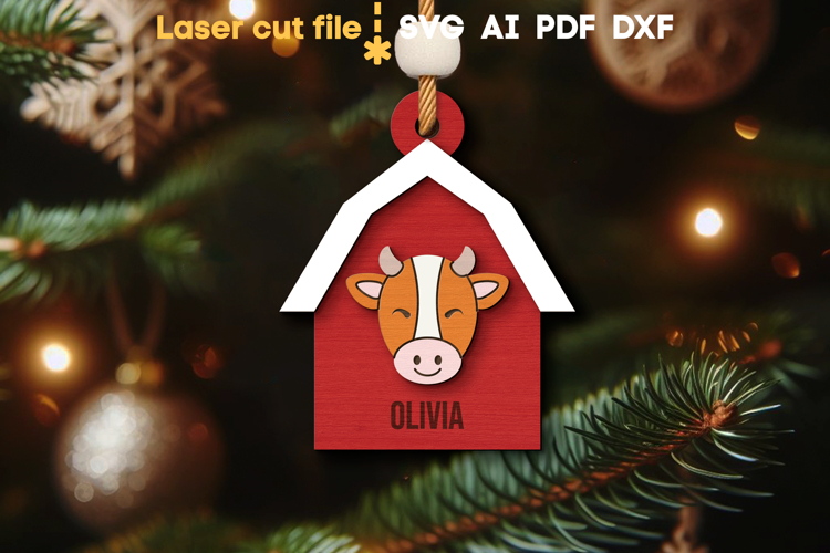 Barn Christmas Tree Toy SVG laser cut files for Glowforge