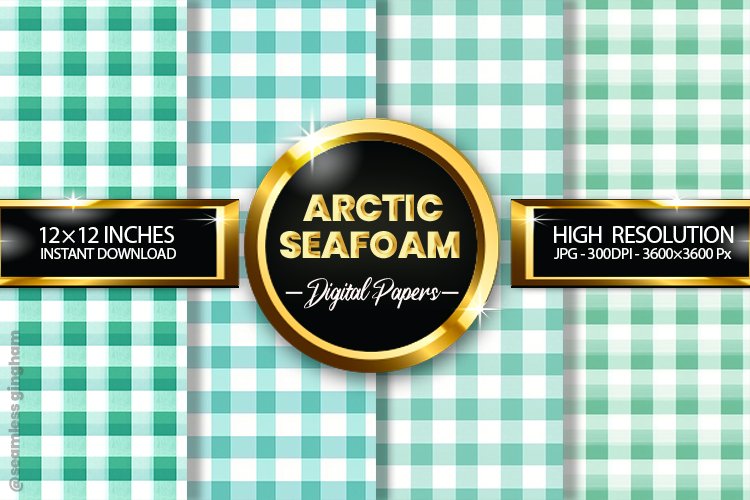 Arctic Seafoam Gingham Digital Papers 04 Variations example image 1
