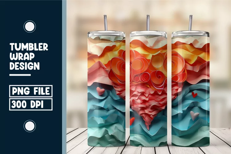 Heart Tumbler Wrap Design