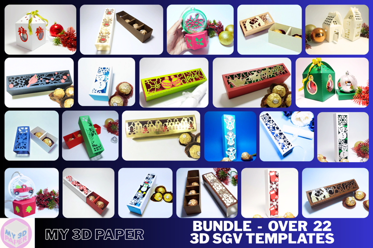 Bundle 22 SVG Christmas Candy Box Template