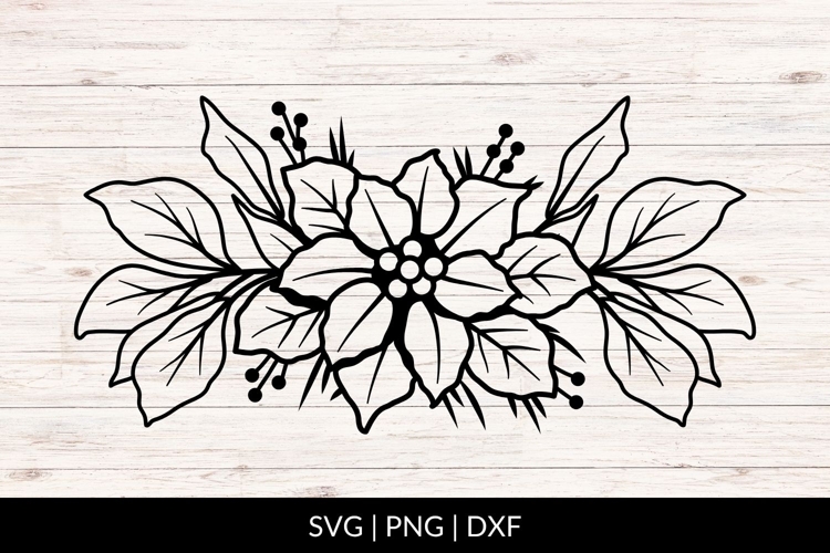 Hand Drawn Christmas Poinsettia Floral Arrangement SVG