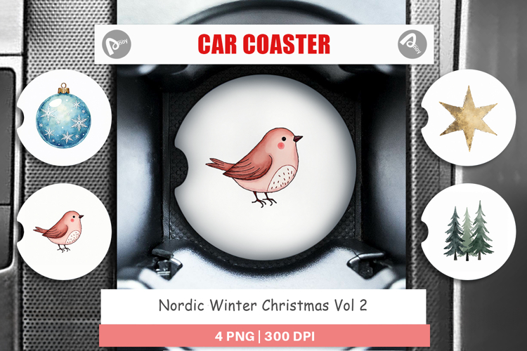 Nordic Winter Christmas Car Coaster