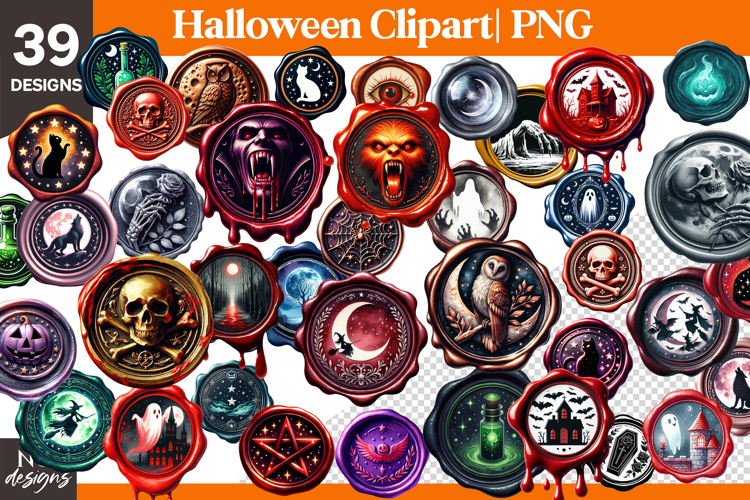 Halloween Wax Seals Clipart Bundle Halloween sublimation