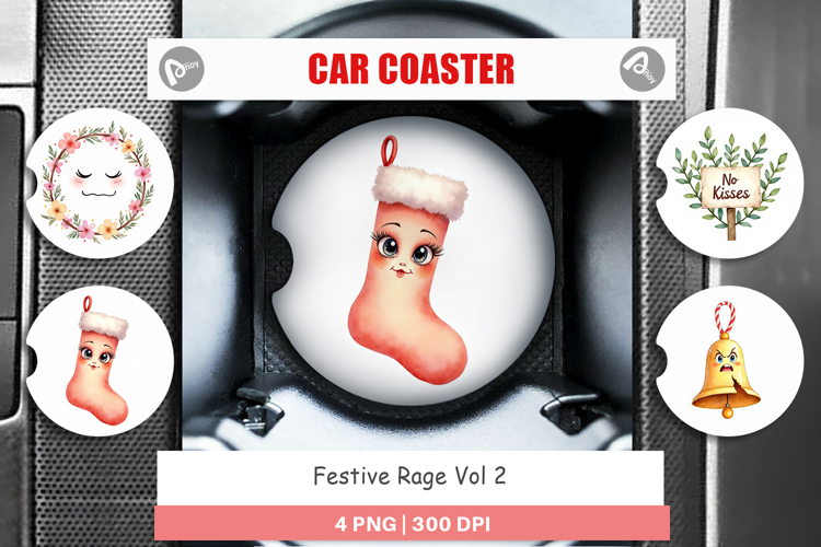 Car Coaster Watercolor Festive Rage