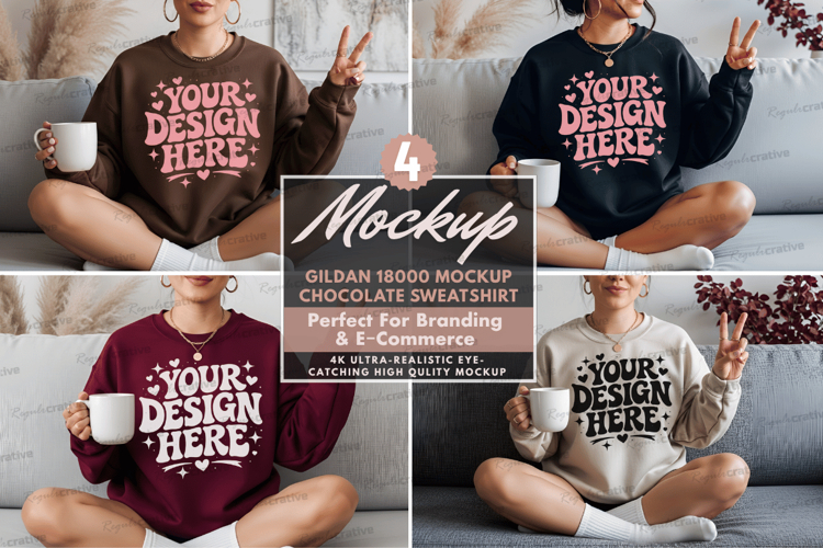 Chocolate Sweatshirt Mockup Set Chocolate Sweatshirt Mockup