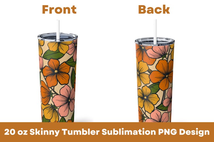 Colorful Flowers Pattern 20 oz Tumbler Sublimation PNG