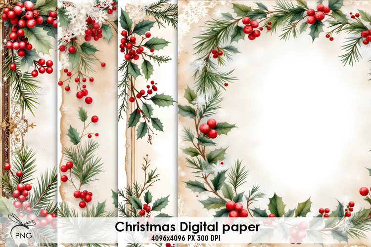 Christmas digital paper, background clipart