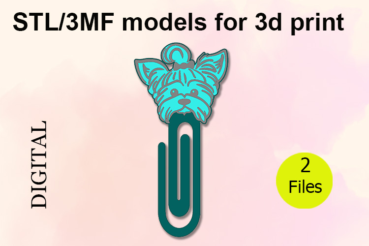 Paper Clip, Yorkie Dog STL/3MF files for 3D Printing