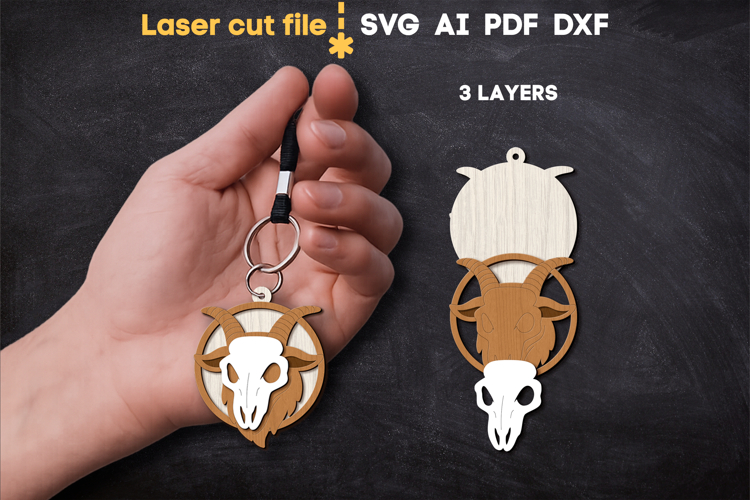 Halloween Goat Keychain SVG laser cut files for Glowforge