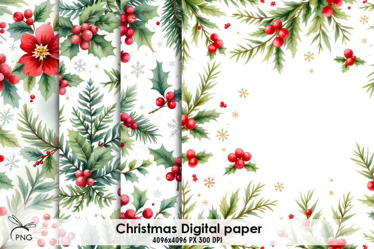Christmas digital paper, background clipart