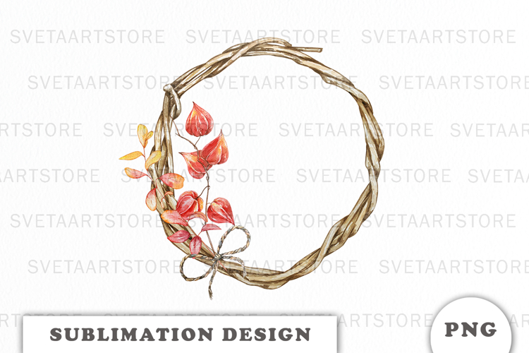 Watercolor Autumn Wreath png