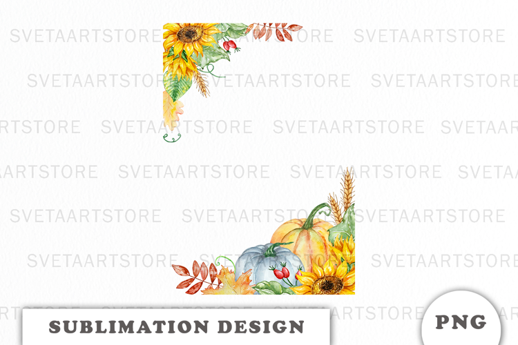 Watercolor Autumn Pumpkins Frame png