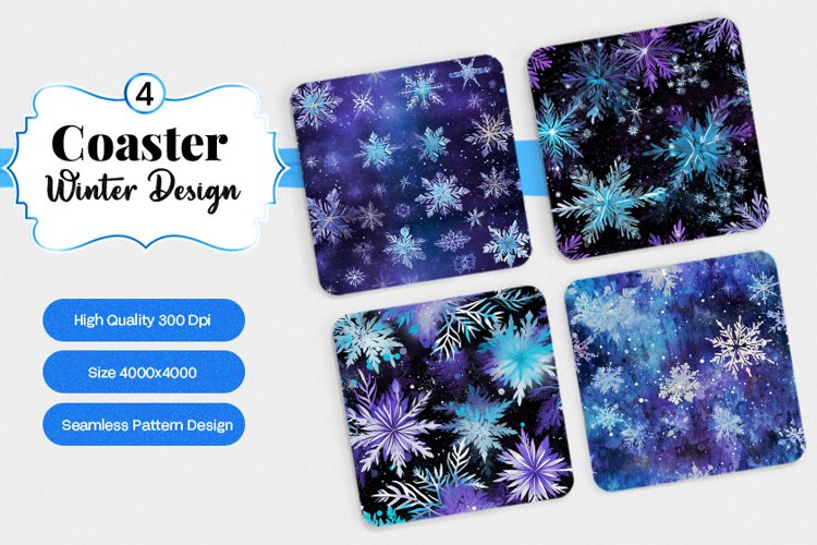Square Coaster winter snow Sublimation example image 1