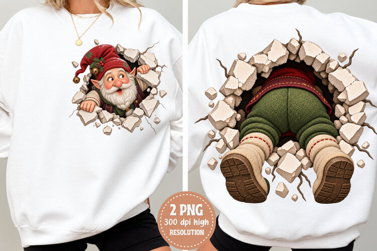 Santa Through Wall Christmas PNG example image 1