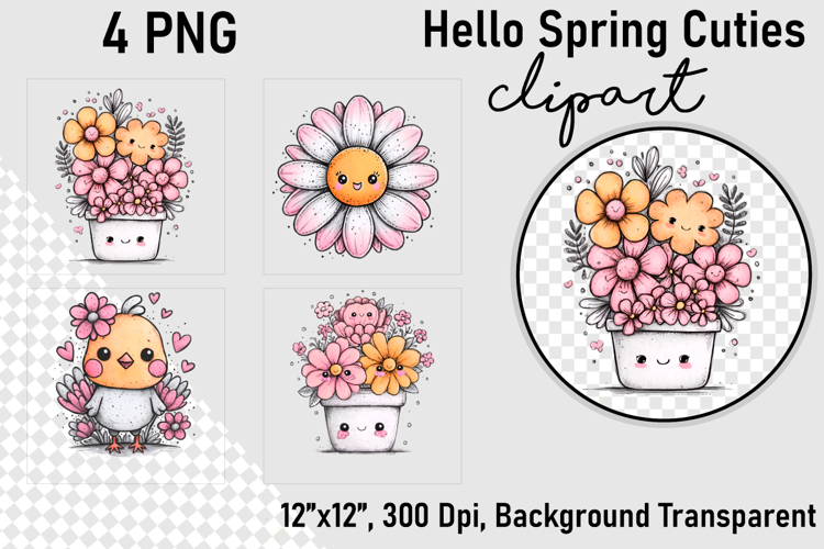 Hello spring cuties clipart