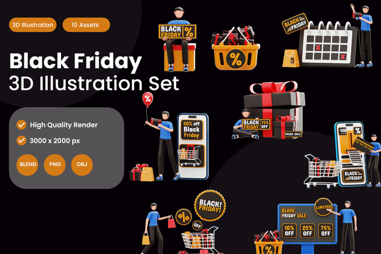 Black Friday 3D Illustration Pack
