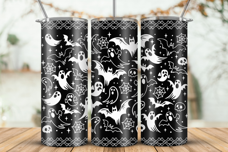 Tumbler laser svg| 20oz Tumbler Halloween Ghosts Bats wrap
