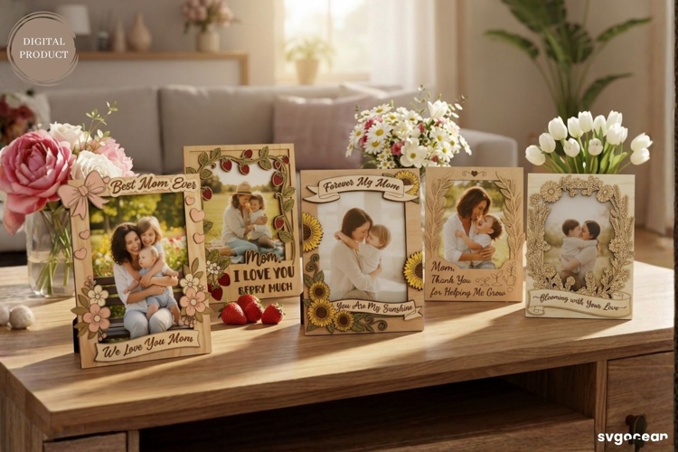 Mothers Day Photo Frames SVG Bundle | Laser Cut | Glowforge