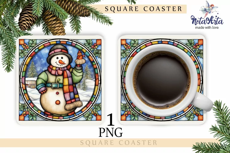 STAINED GLASS SNOWMAN Coasters