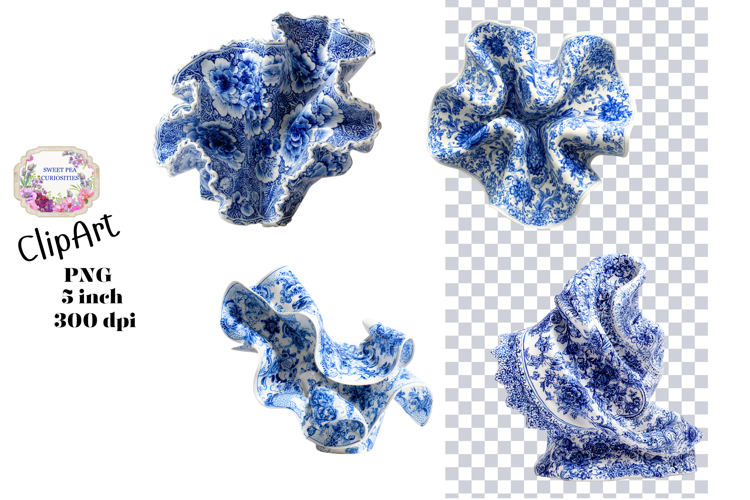 Blue Toile, Ephemera, PNG, Clipart, Junk Journal, flowers
