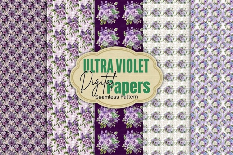 Ultra Violet Floral Digital Paper example image 1