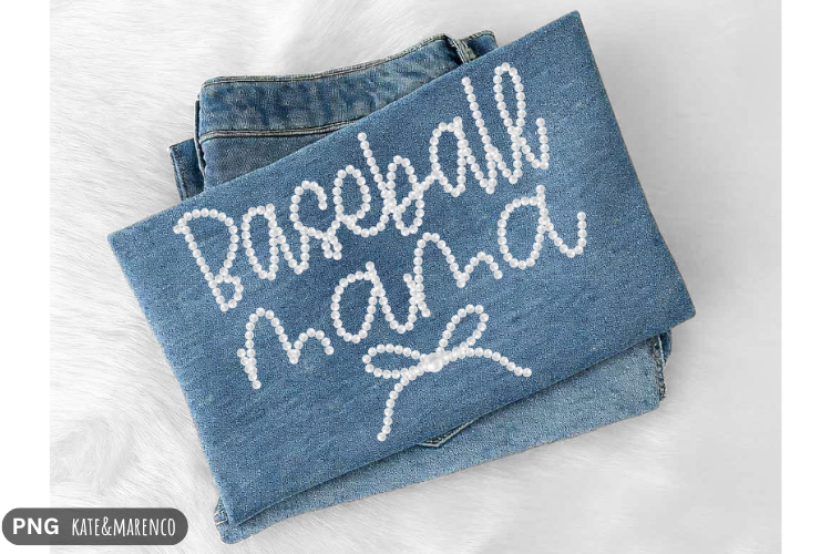 Pearl Baseball Mom PNG | Preppy Baseball Mama Coquette PNG