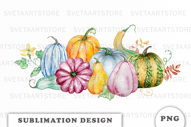 Watercolor Autumn Pumpkins png