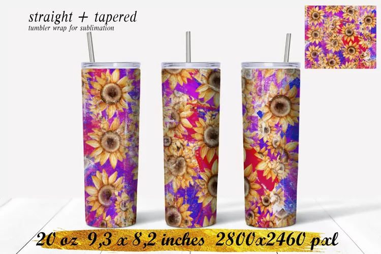 20 oz skinny tumbler. Sunflower Tumbler sublimation