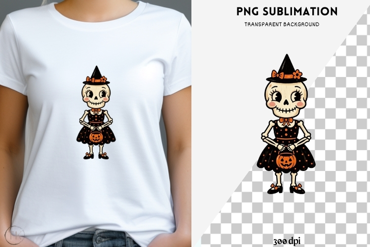 Vintage folk-art halloween png design for T-shirts