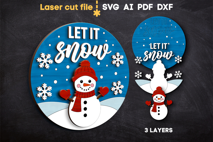 Christmas Snowman SVG laser cut file for Glowforge