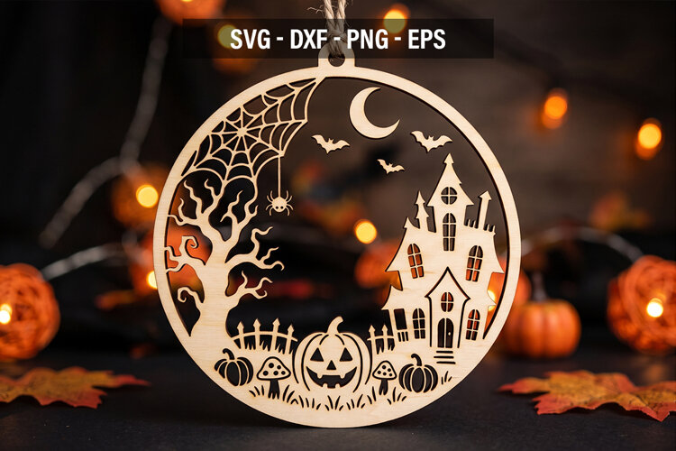 Halloween Haunted House SVG | Laser Cut Ornament File example image 1