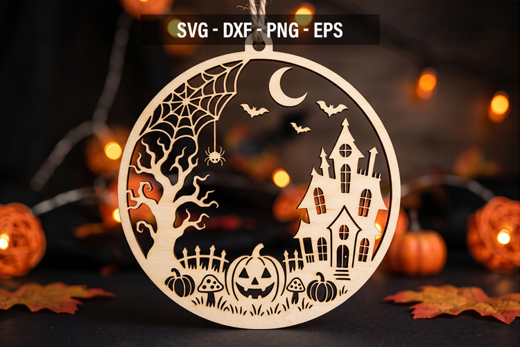 Halloween Haunted House SVG | Laser Cut Ornament File