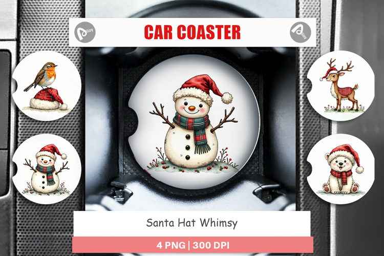 Santa Hat Whimsy Car Coaster