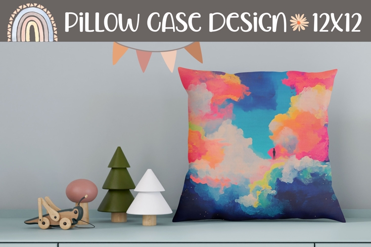 Colorful Clouds Pillow Design, Sky Pillow Sublimation