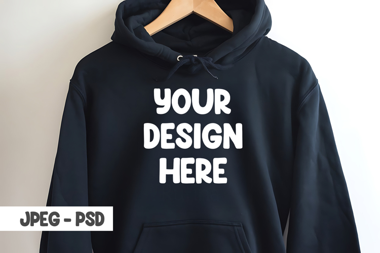Hanging black hoodie mockup psd & jpeg