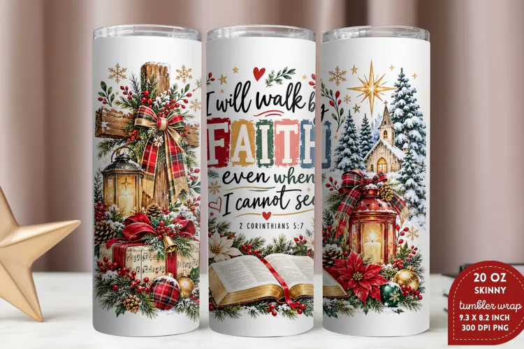 Christmas Joy 20oz Tumbler Wrap, Christian Christmas Dove Tu