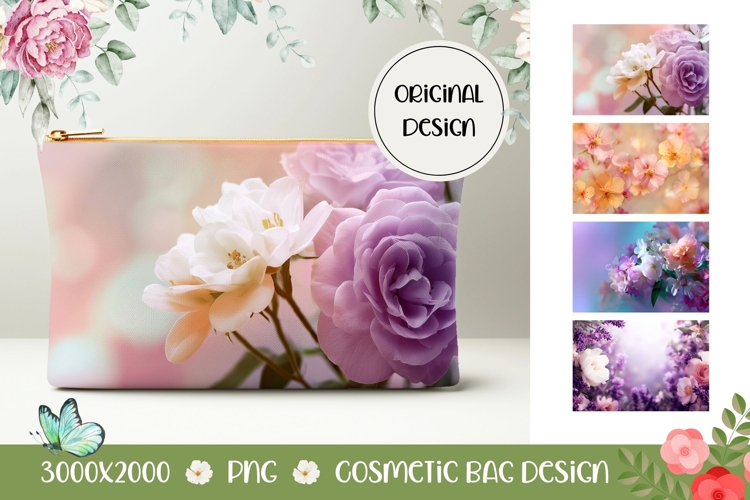 Roses Cosmetic Bag, Flowers Cosmetic Bag PNG