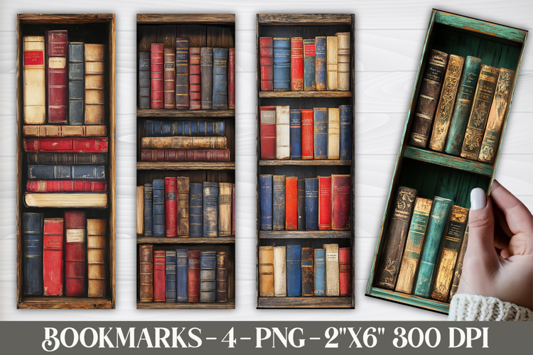 Vintage Bookcase Printable Bookmarks