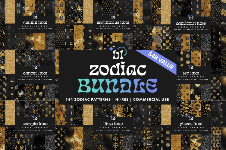 Gold and Black Zodiac Pattern Bundle