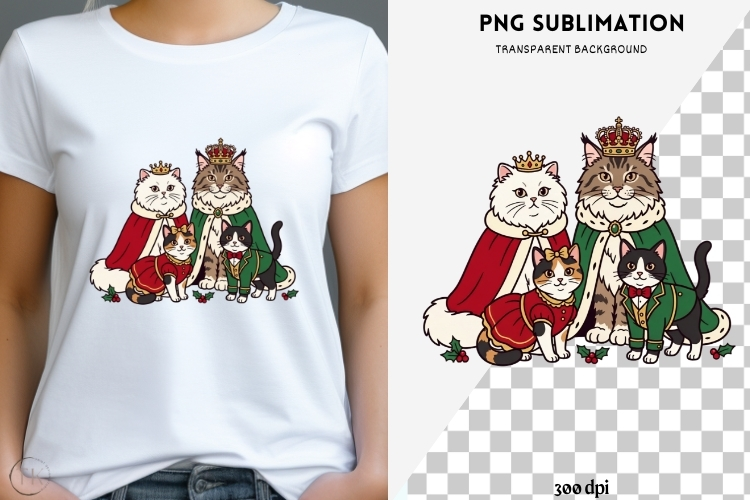 Cute Christmas cats png design for T-shirts