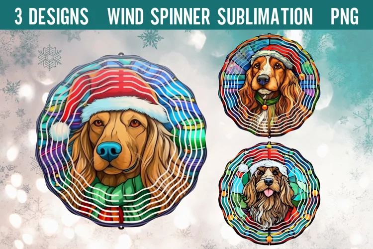 Dog Christmas Wind Spinner Sublimation PNG