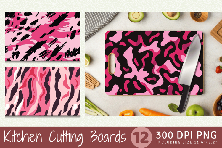 Pink Animal Print Cutting Boards sublimation Design