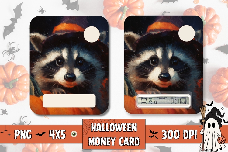 Cute Halloween Raccoon Gift Card Printable, Kids Card