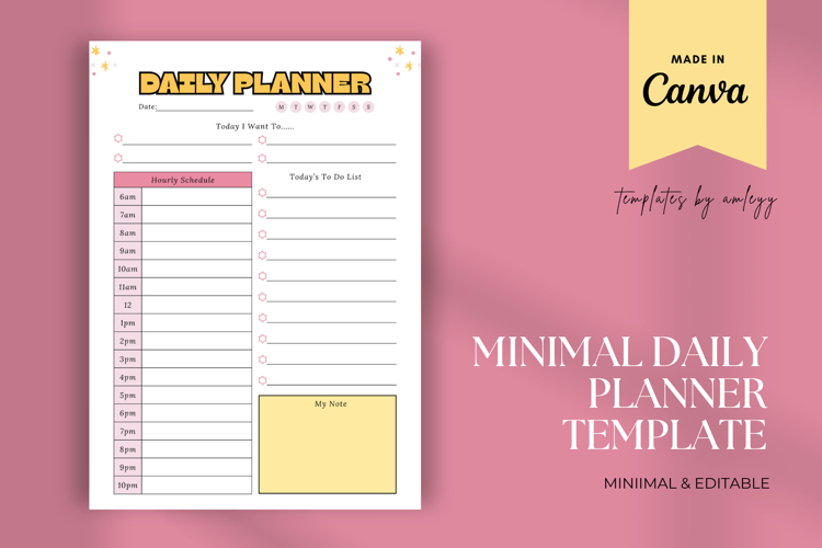 Minimal Daily Planner Digital Template | Simple Aesthetic