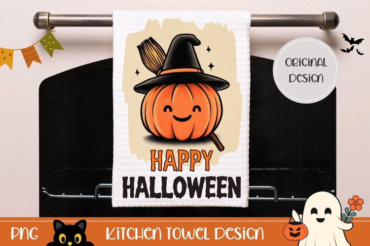 Happy Halloween Towel, Spooky Halloween Pumpkin Towel Design
