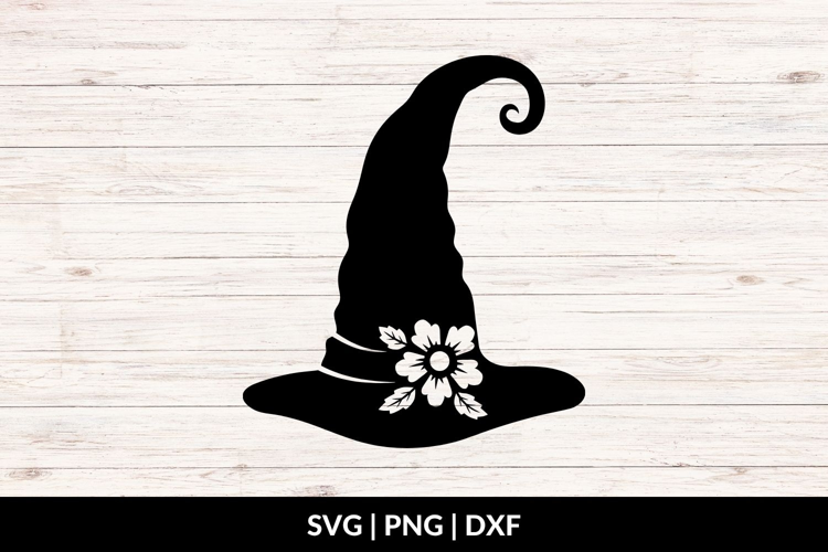 Witch Hat with Flower SVG, PNG, DXF
