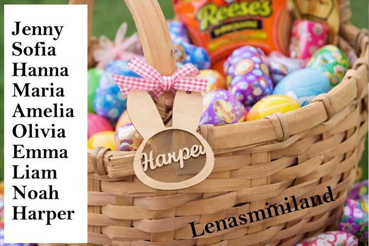 Easter bunny girls name tags digital download laser cut file