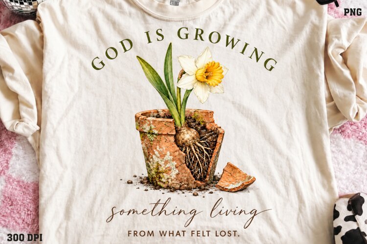 Hope Keeps Growing Here Shirt PNG, Christian Tree Stump Cros example image 1
