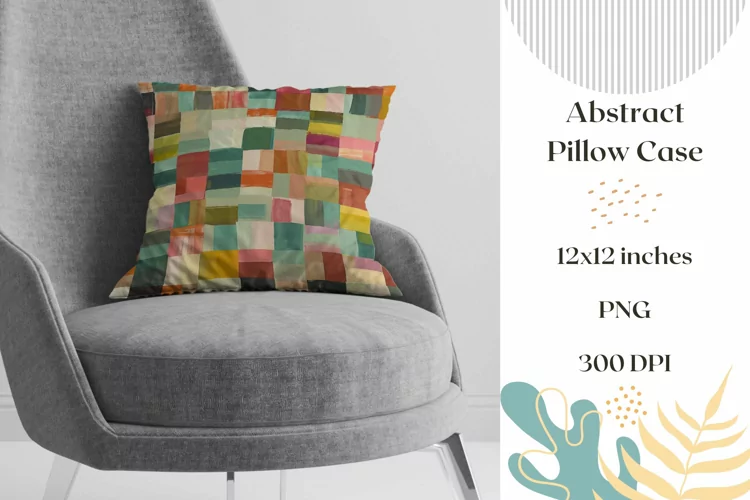 Colorful Geometric Pillow Case, Abstract Pillowcase Template