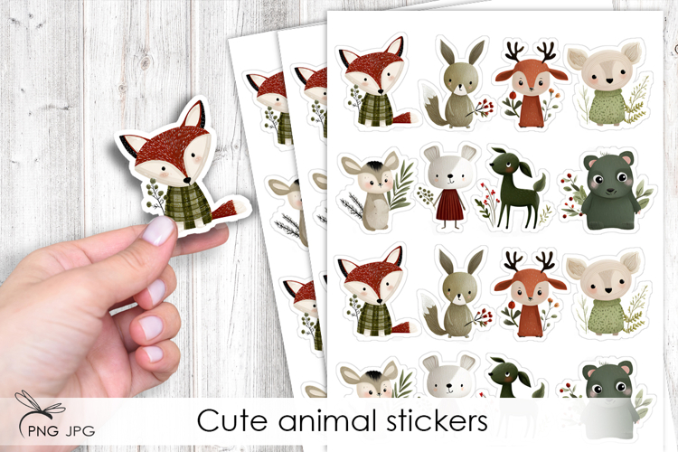 Cute animals stickers- 8 Variations